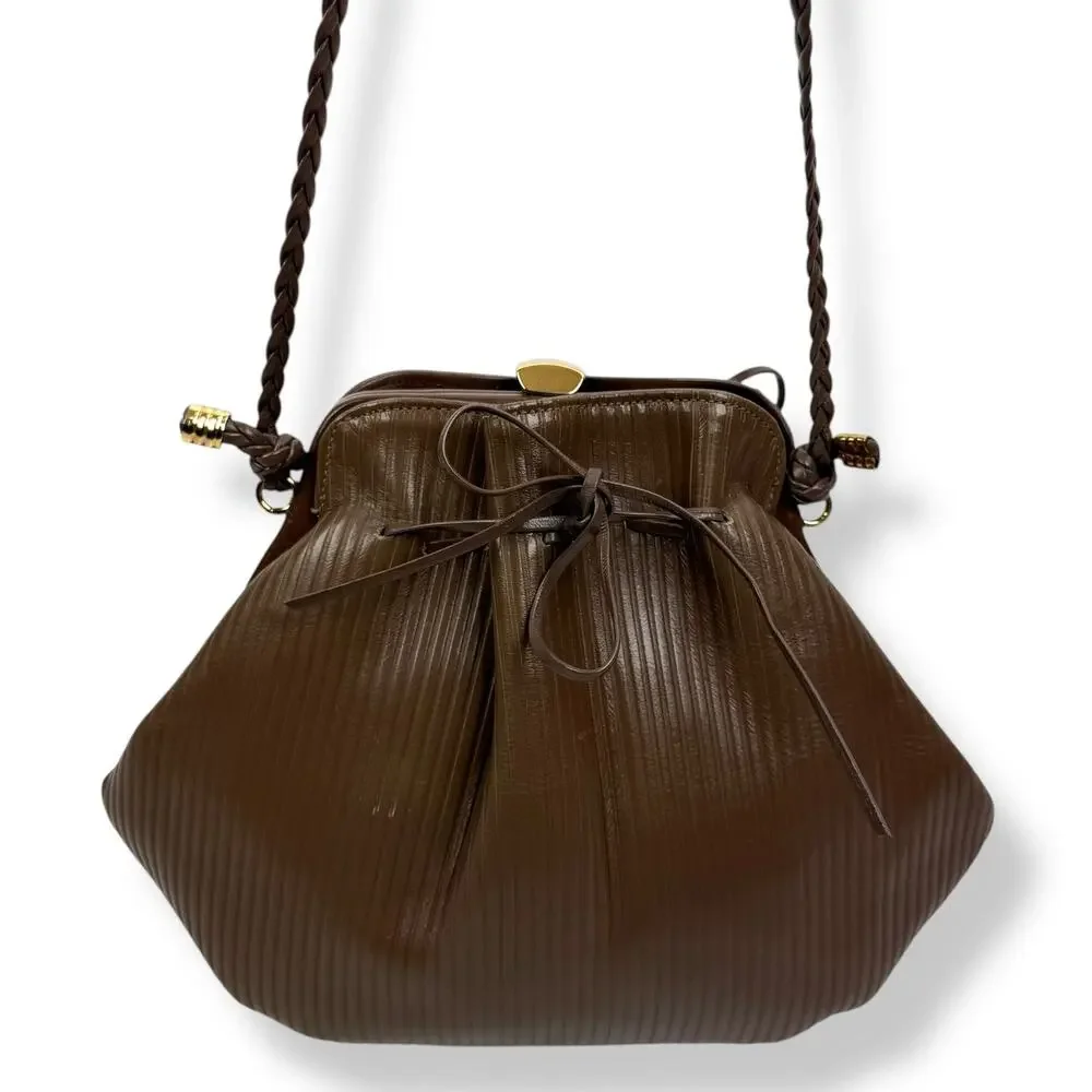 1960's kiss lock taupe striped leather mini purse by CORET MONTREAL CANADA - Picture 12 of 16